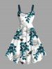 Rose Flower Leaf Branch Print Plus Size Matching Hawaii Beach Outfit For Couples -  