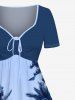 Contrastant Imprimé Cocotier et Ciel Grande Taille pour la Plage - Bleu 