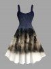 Ombre Colorblock Mountain Trees Print Plus Size Matching Hawaii Beach Outfit For Couples -  