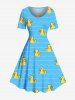 Costume de Plage Hawaiien Imprimé Grande Taille Cadeau pour Couples - Bleu Ciel 