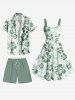 Plus Size Ombre Hibiscus Flower Print Hawaii A Line Tank Dress -  