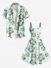 Plus Size Ombre Hibiscus Flower Print Hawaii A Line Tank Dress -  