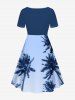 Plus Size Coconut Tree Ombre Sky Print Hawaii Cinched A Line Dress -  
