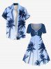 Plus Size Coconut Tree Ombre Sky Print Hawaii Cinched A Line Dress -  