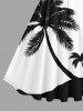 Plus Size Coconut Tree Two Tone Print Hawaii 1950s Vintage Swing A Line Dress -  