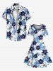Plus Size Flower Tropical Leaf Print Hawaii A Line Dress -  