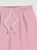 Plus Size Drawstring Solid Hawaii Beach Shorts For Men -  