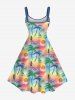 Plus Size Coconut Tree Sea Sailboat Sun Print Hawaii Ombre A Line Tank Dress -  