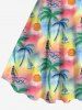 Plus Size Coconut Tree Sea Sailboat Sun Print Hawaii Ombre A Line Tank Dress -  