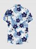 Plus Size Floral Tropical Leaves Print Hawaii Button Pocket Shirt For Men -  