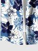 Plus Size Floral Tropical Leaves Print Hawaii Button Pocket Shirt For Men -  