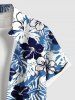 Plus Size Floral Tropical Leaves Print Hawaii Button Pocket Shirt For Men -  