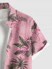 Plus Size Coconut Tree Tropical Leaves Flamingo Print Hawaii Button Pocket Shirt For Men -  