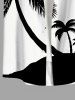 Plus Size Coconut Tree Two Tone Print Hawaii Button Pocket Shirt For Men -  