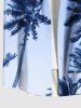 Plus Size Coconut Tree Ombre Sky Print Hawaii Button Pocket Shirt For Men -  