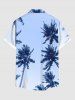 Chemise Boutonnée Imprimé Cocotier et Ciel Grande Taille avec Poche - Bleu clair XL