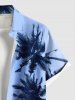Chemise Boutonnée Imprimé Cocotier et Ciel Grande Taille avec Poche - Bleu clair XL