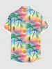 Chemise Boutonnée Grande Taille Imprimé Cocotier et Soleil - Multi-A 4XL