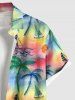Chemise Boutonnée Grande Taille Imprimé Cocotier et Soleil - Multi-A 4XL