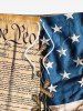 Plus Size 3D Lace Up Patriotic American Flag Distressed Newspaper Print Drawstring Beach Shorts For Men -  