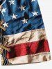 Plus Size 3D Lace Up Patriotic American Flag Distressed Newspaper Print Drawstring Beach Shorts For Men -  