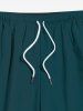 Plus Size Drawstring Solid Hawaii Beach Shorts For Men -  