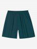 Plus Size Drawstring Solid Hawaii Beach Shorts For Men -  