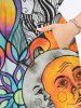 Plus Size Colorful Ombre Dreamcatcher Sun Moon Colorblock Print Split Pocket A Line Dress -  