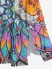 Plus Size Colorful Ombre Dreamcatcher Sun Moon Colorblock Print Split Pocket A Line Dress -  