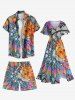 Plus Size Colorful Ombre Dreamcatcher Sun Moon Colorblock Print Split Pocket A Line Dress -  