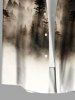 Plus Size Ombre Colorblock Mountain Trees Print Buttons Pocket Hawaii Shirt For Men -  