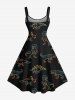 Plus Size Stick Figure Dinosaur Print Hawaii Tank Dress -  