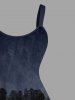 Plus Size Ombre Colorblock Mountain Trees Print Hawaii Tank Dress -  
