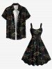 Plus Size Stick Figure Dinosaur Print Hawaii Tank Dress -  