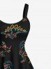 Plus Size Stick Figure Dinosaur Print Hawaii Tank Dress -  
