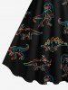Plus Size Stick Figure Dinosaur Print Hawaii Tank Dress -  