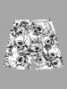 Plus Size Skulls Flowers Print Hawaii Beach Shorts For Men -  