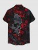 Plus Size Skull Galaxy Sun Print Buttons Pocket Hawaii Shirt For Men -  