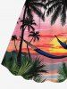 Plus Size Coconut Tree Sun Cloud Hammock Print Cinched Hawaii Dress -  