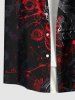 Plus Size Skull Galaxy Sun Print Buttons Pocket Hawaii Shirt For Men -  