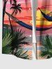 Plus Size Coconut Tree Sun Cloud Hammock Print Buttons Pocket Hawaii Shirt For Men -  