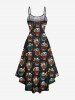 Plus Size Skulls Colorful Fruit Juice Print High Low Hawaii Cami Dress -  