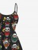 Plus Size Skulls Colorful Fruit Juice Print High Low Hawaii Cami Dress -  