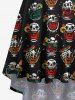 Plus Size Skulls Colorful Fruit Juice Print High Low Hawaii Cami Dress -  