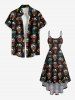 Plus Size Skulls Colorful Fruit Juice Print High Low Hawaii Cami Dress -  