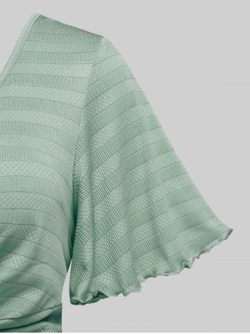 Plus Size Twisted Plunging Crop Top and 3D Flower Print Spaghetti Strap Cottagecore Dress