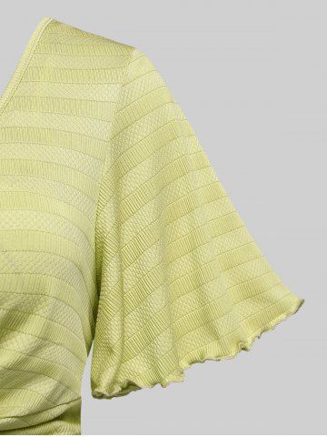 Plus Size Twisted Plunging Crop Top and 3D Flower Print Spaghetti Strap Cottagecore Dress