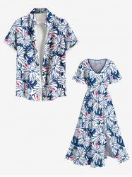 Tropical Hibiscus Flowers Print Plus Size Matching Hawaii Beach Outfit For Couples -  