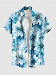Plus Size Flowers Ombre Print Buttons Pocket Hawaii Shirt For Men -  