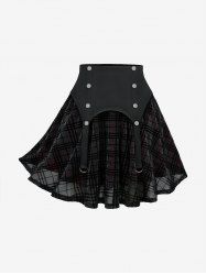 Gothic Plus Size Silver Flocking Plaid Button Skirt -  